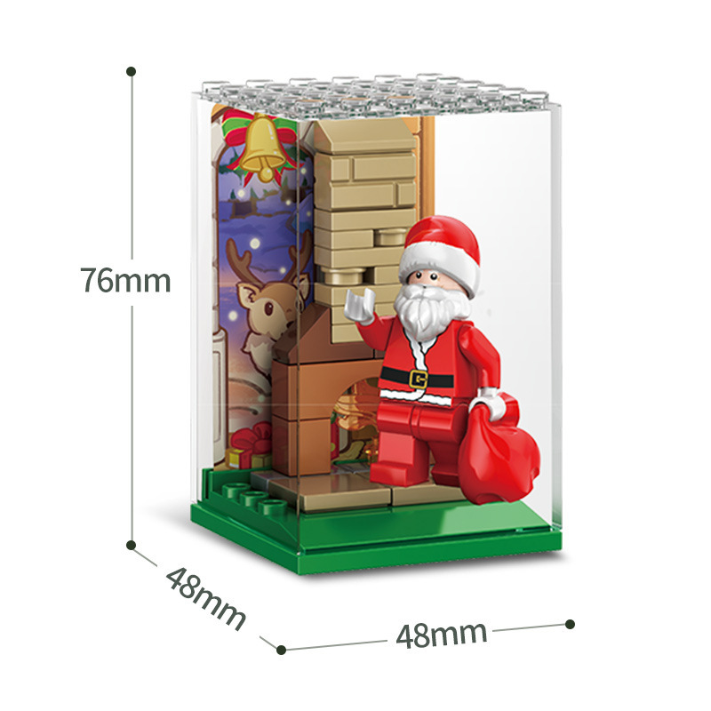Cross-Border Baby SEMP 601162 Christmas Snowman House Christmas Tree Music Box Lighting Santa Building Blocks Toys
