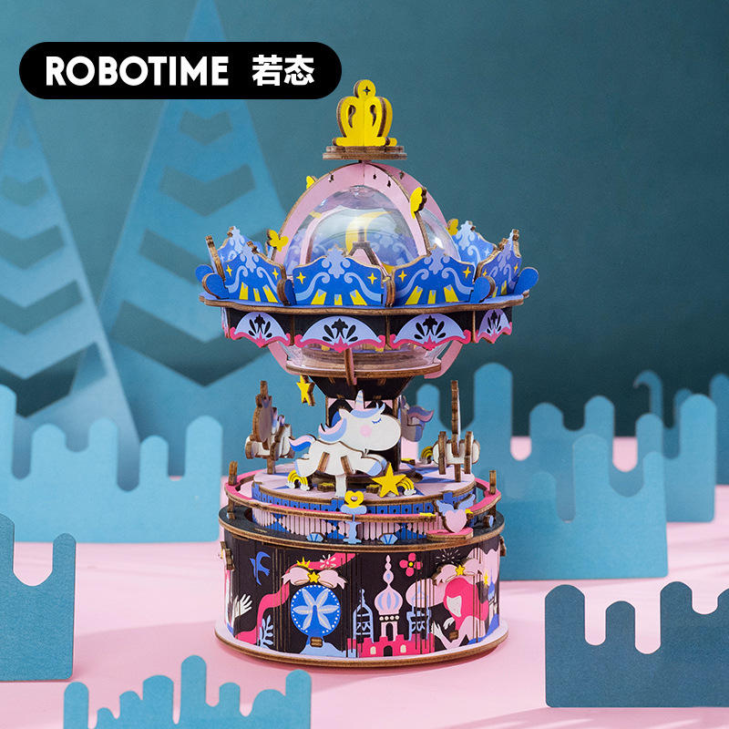 Robotime Ruolai Music Box Wooden Handmade DIY Assembled Music Box Creative Birthday and Holiday Gift Educational Toys