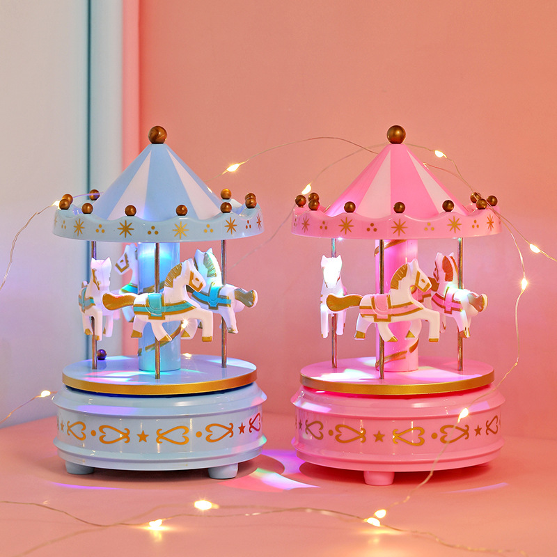 Carousel Music Box Cake Ornaments Birthday Gift Children&#039;s Boutique Toy Music Box Student Craft Gift Music Box