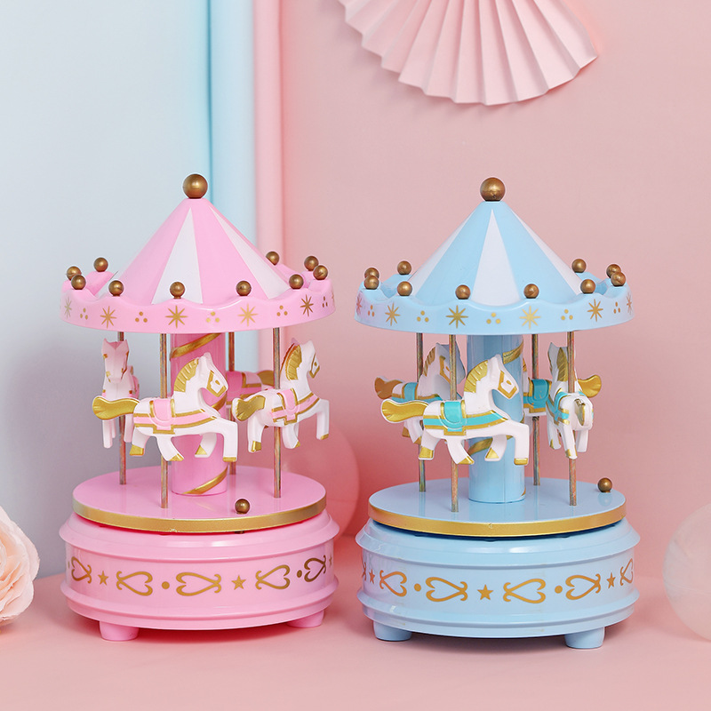 Carousel Music Box Cake Ornaments Birthday Gift Children&#039;s Boutique Toy Music Box Student Craft Gift Music Box