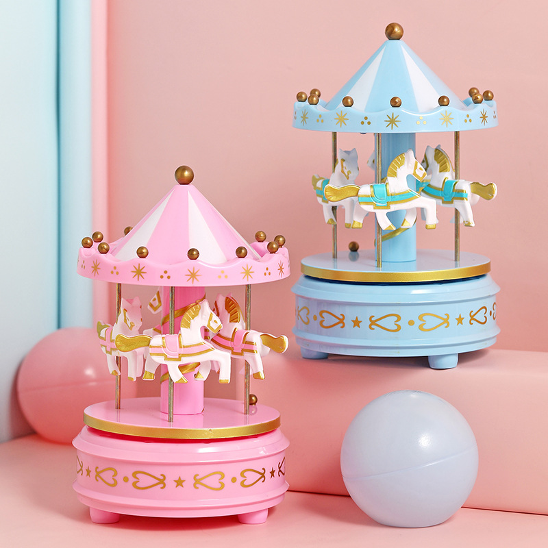 Carousel Music Box Cake Ornaments Birthday Gift Children&#039;s Boutique Toy Music Box Student Craft Gift Music Box