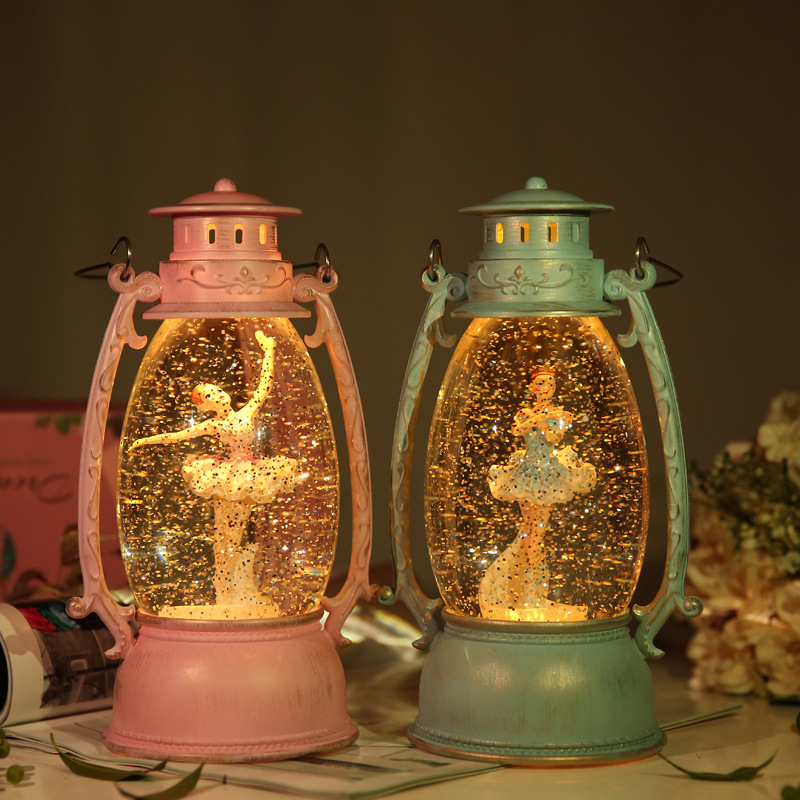 WJL-901A Oval Barn Lantern Led Night Light Crystal Storm Lantern Crystal Ball Music Box Xuyuan Crystal Storm Lantern