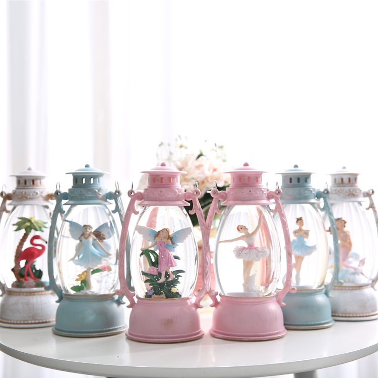 WJL-901A Oval Barn Lantern Led Night Light Crystal Storm Lantern Crystal Ball Music Box Xuyuan Crystal Storm Lantern