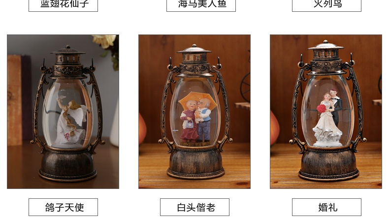 WJL-901A Oval Barn Lantern Led Night Light Crystal Storm Lantern Crystal Ball Music Box Xuyuan Crystal Storm Lantern