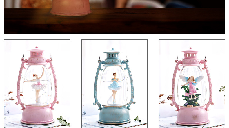 WJL-901A Oval Barn Lantern Led Night Light Crystal Storm Lantern Crystal Ball Music Box Xuyuan Crystal Storm Lantern