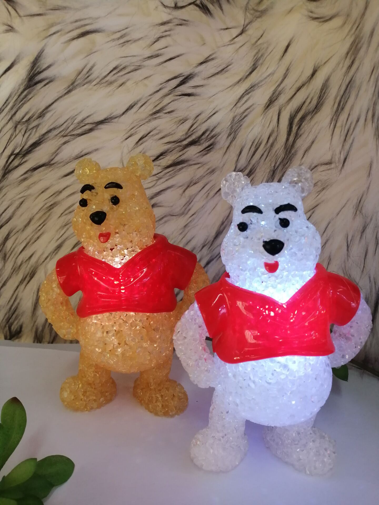 Winnie-the-pooh cartoon animal colorful crystal pellet lamp LED rice lamp gift pendant creative gift
