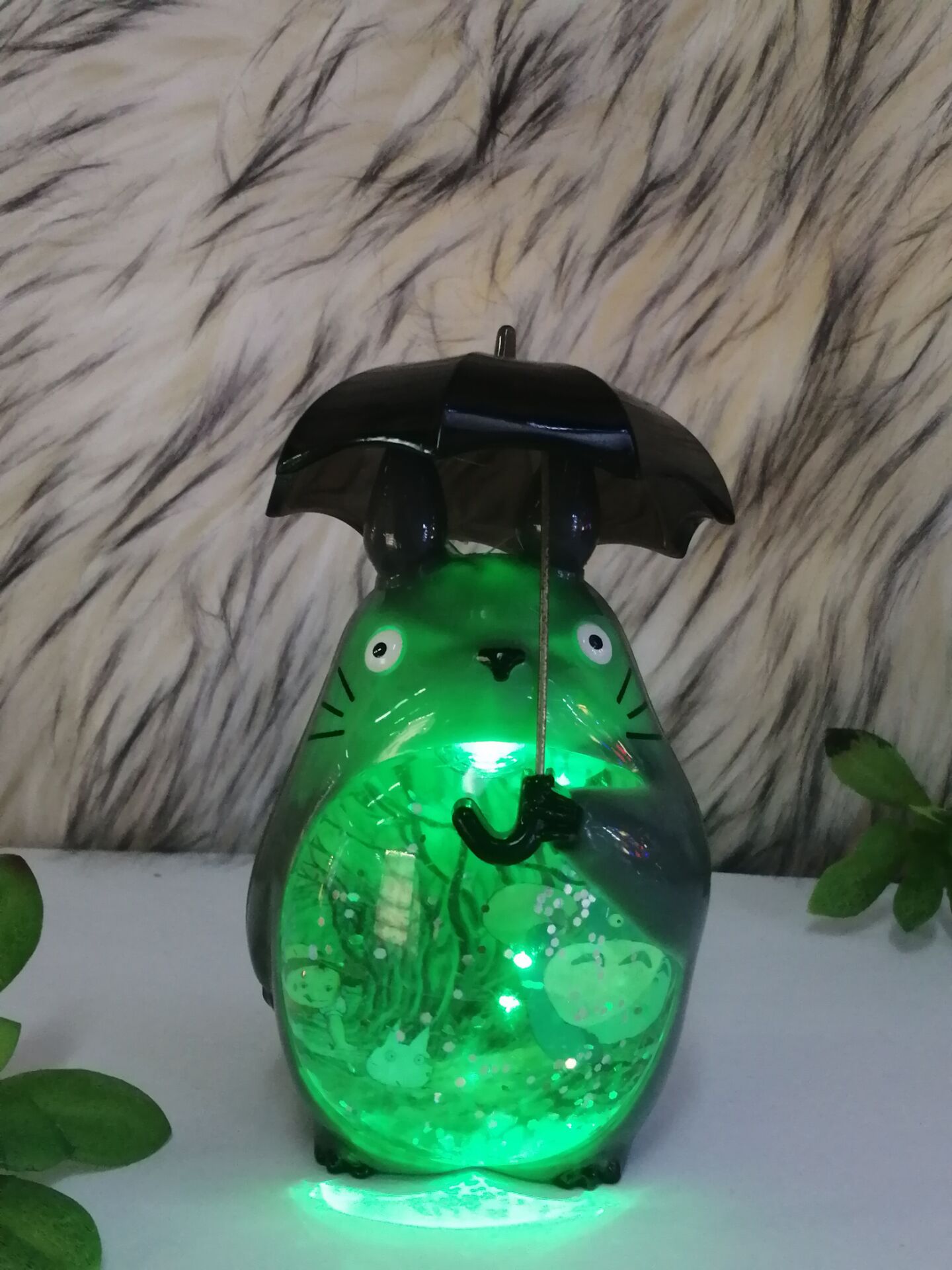 Totoro cartoon animal colorful crystal LED light with water night light gift pendant creative gift