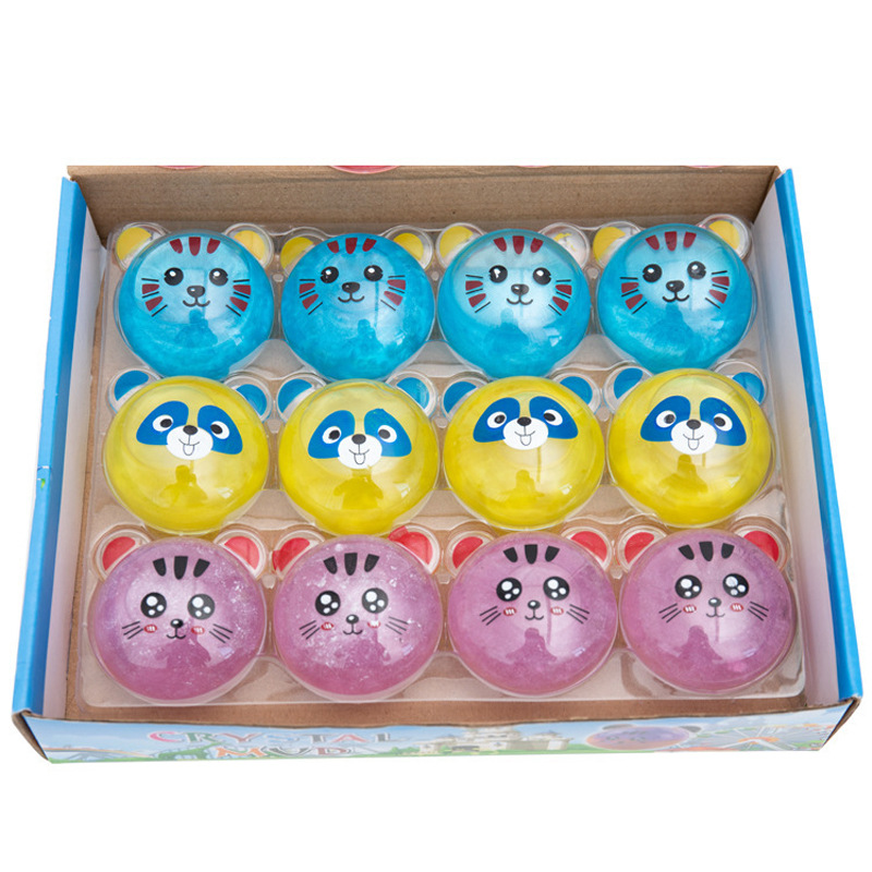 Creative cute cat head animal crystal mud children&#039;s manual DIY puzzle toys can be sold directly to slaim manufacturers