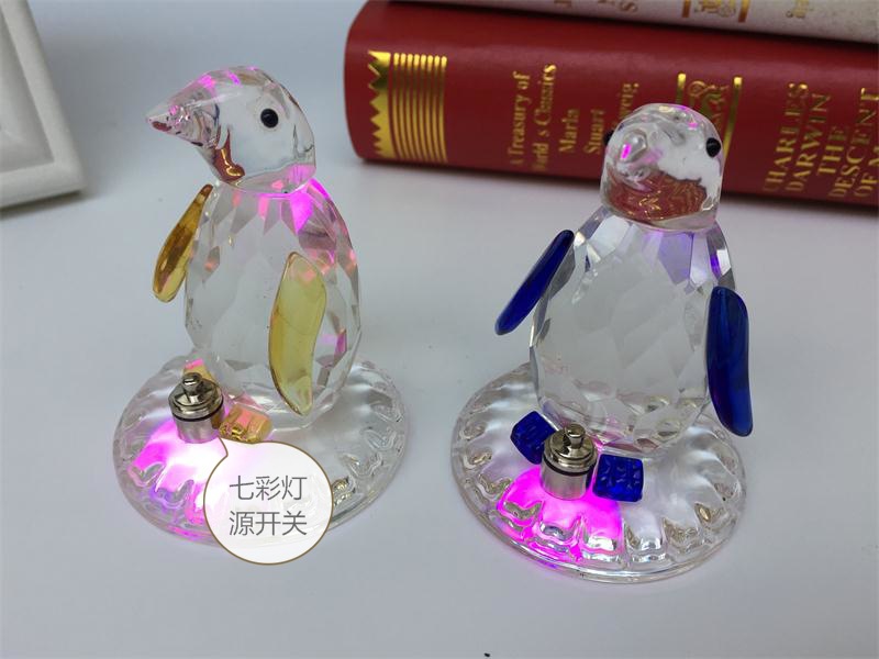 Crystal Penguin Colorful Light Luminous Small Animal Craft Gift Students' Birthday Present Small Product Promotion Customization