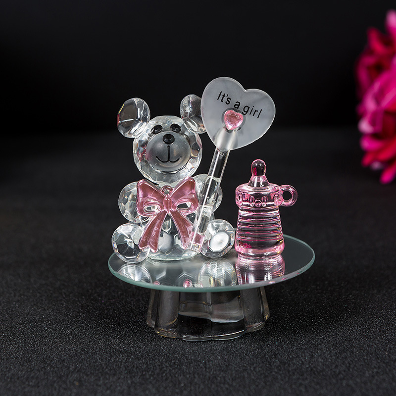 Exquisite Decorations Cell Phone Glasses Jewelry Counter Crystal Bear Small Animal Simple Modern Living Room Decoration Wholesale