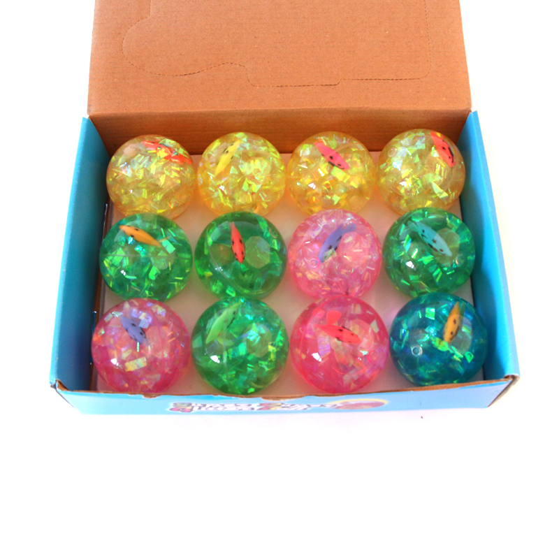 Children's flash elastic ball fish animal crystal bouncing ball luminous transparent ball toy ball