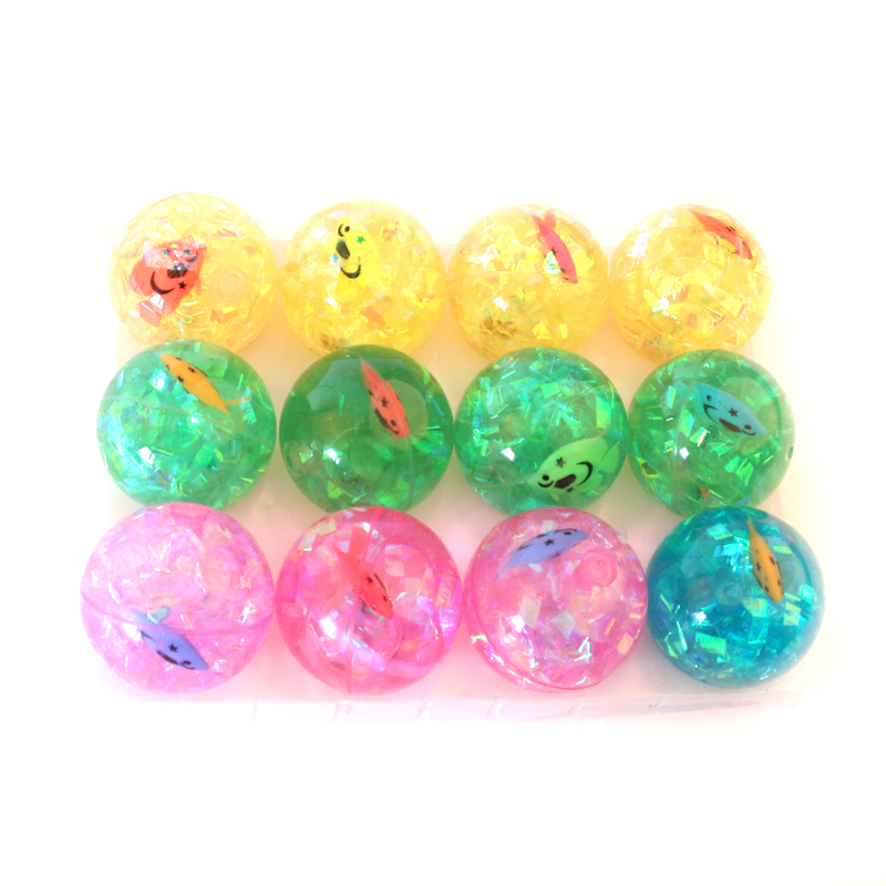Children&#039;s flash elastic ball fish animal crystal bouncing ball luminous transparent ball toy ball