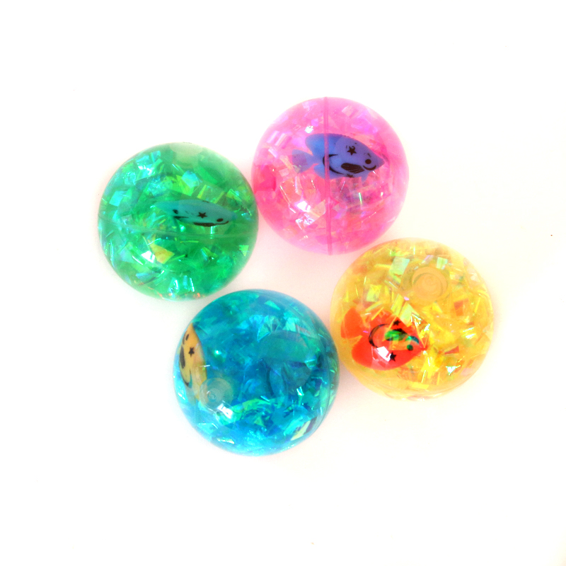 Children&#039;s flash elastic ball fish animal crystal bouncing ball luminous transparent ball toy ball