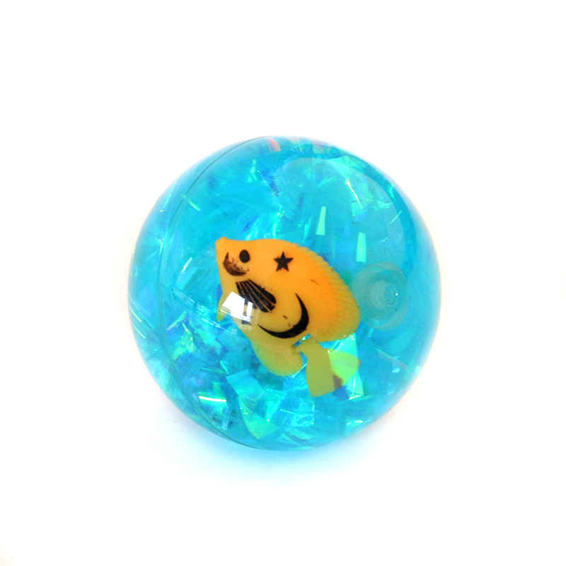 Children&#039;s flash elastic ball fish animal crystal bouncing ball luminous transparent ball toy ball