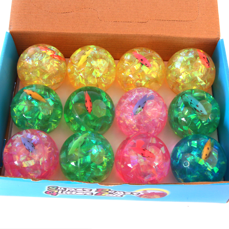 Children's flash elastic ball fish animal crystal bouncing ball luminous transparent ball toy ball