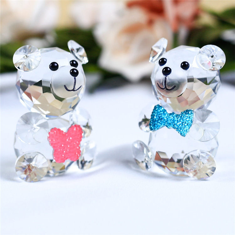 Crystal Bear Animal Customized Various Shapes Figure Plant Glass Crafts Home Decorations