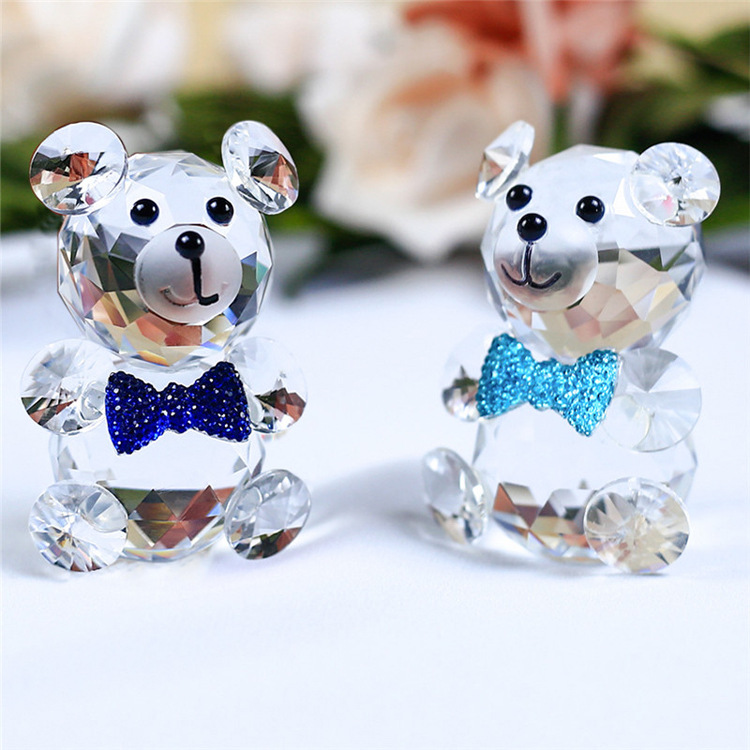 Crystal Bear Animal Customized Various Shapes Figure Plant Glass Crafts Home Decorations