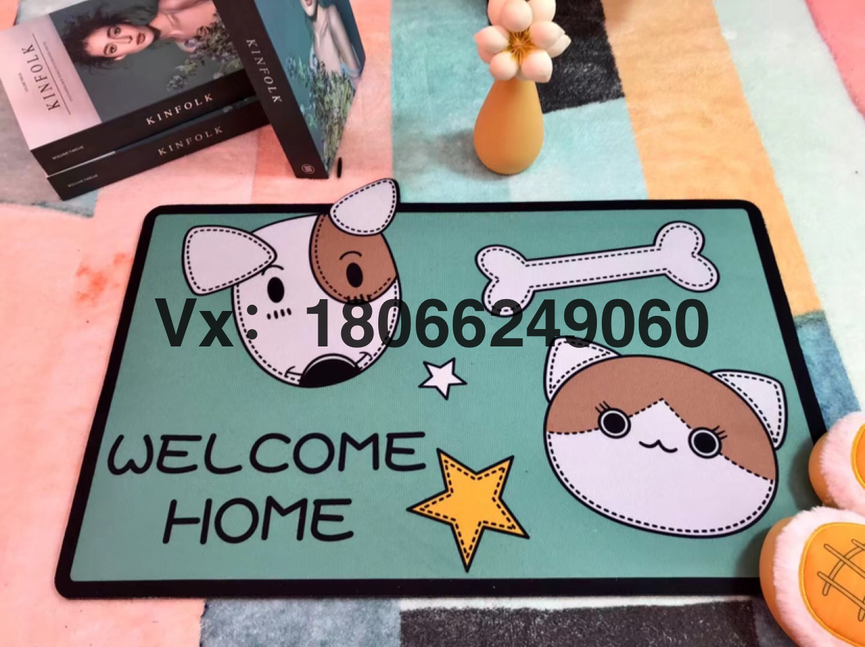 [Yixing Carpet] Factory Direct Sales New Animal Cartoon Printed Crystal Velvet Carpet Floor Mat Doormat and Foot Mat