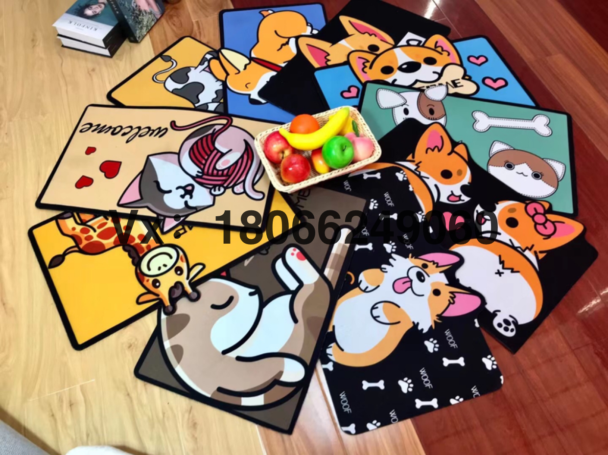 [Yixing Carpet] Factory Direct Sales New Animal Cartoon Printed Crystal Velvet Carpet Floor Mat Doormat and Foot Mat