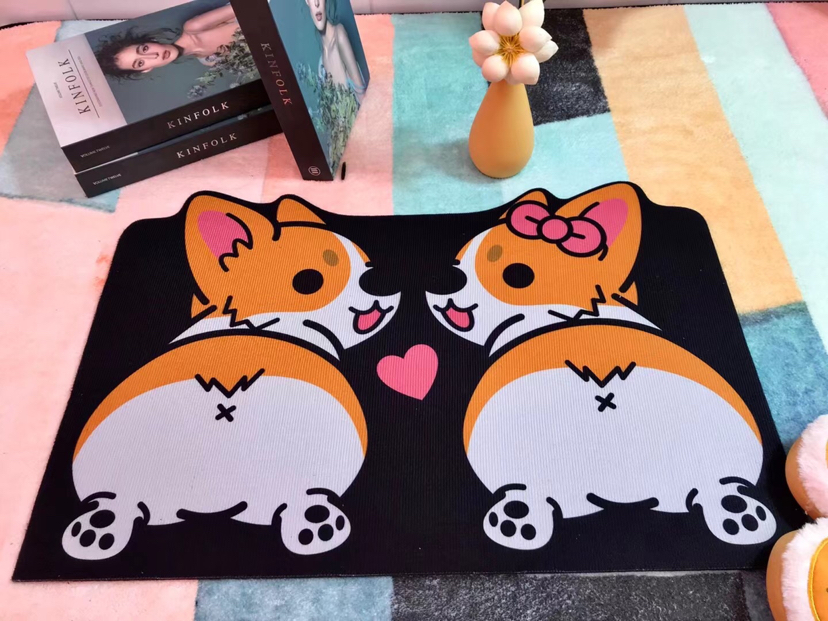 [Yixing Carpet] Factory Direct Sales New Animal Cartoon Printed Crystal Velvet Carpet Floor Mat Doormat and Foot Mat