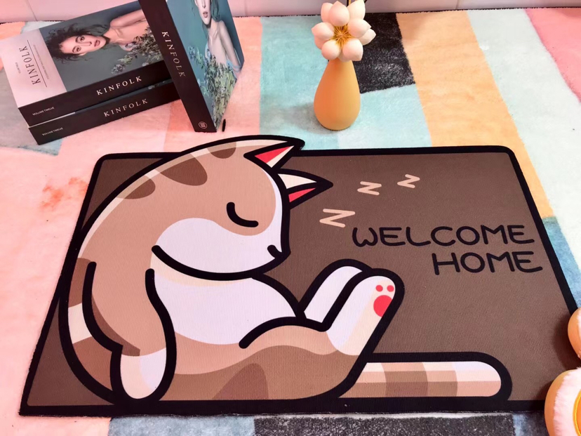[Yixing Carpet] Factory Direct Sales New Animal Cartoon Printed Crystal Velvet Carpet Floor Mat Doormat and Foot Mat