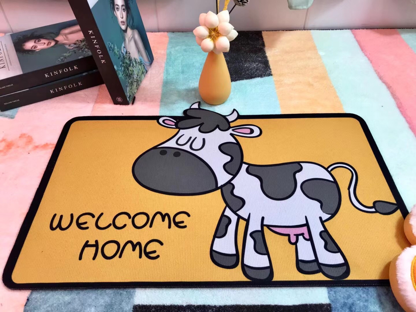 [Yixing Carpet] Factory Direct Sales New Animal Cartoon Printed Crystal Velvet Carpet Floor Mat Doormat and Foot Mat