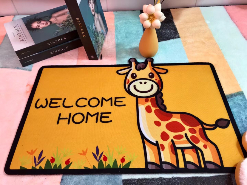 [Yixing Carpet] Factory Direct Sales New Animal Cartoon Printed Crystal Velvet Carpet Floor Mat Doormat and Foot Mat