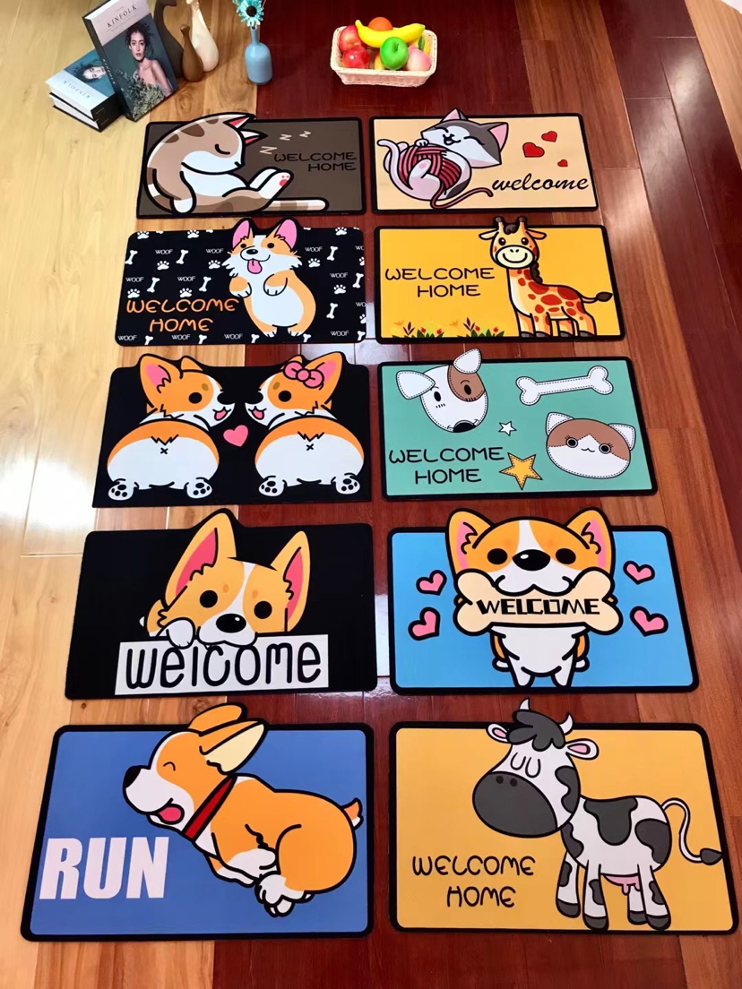 [Yixing Carpet] Factory Direct Sales New Animal Cartoon Printed Crystal Velvet Carpet Floor Mat Doormat and Foot Mat