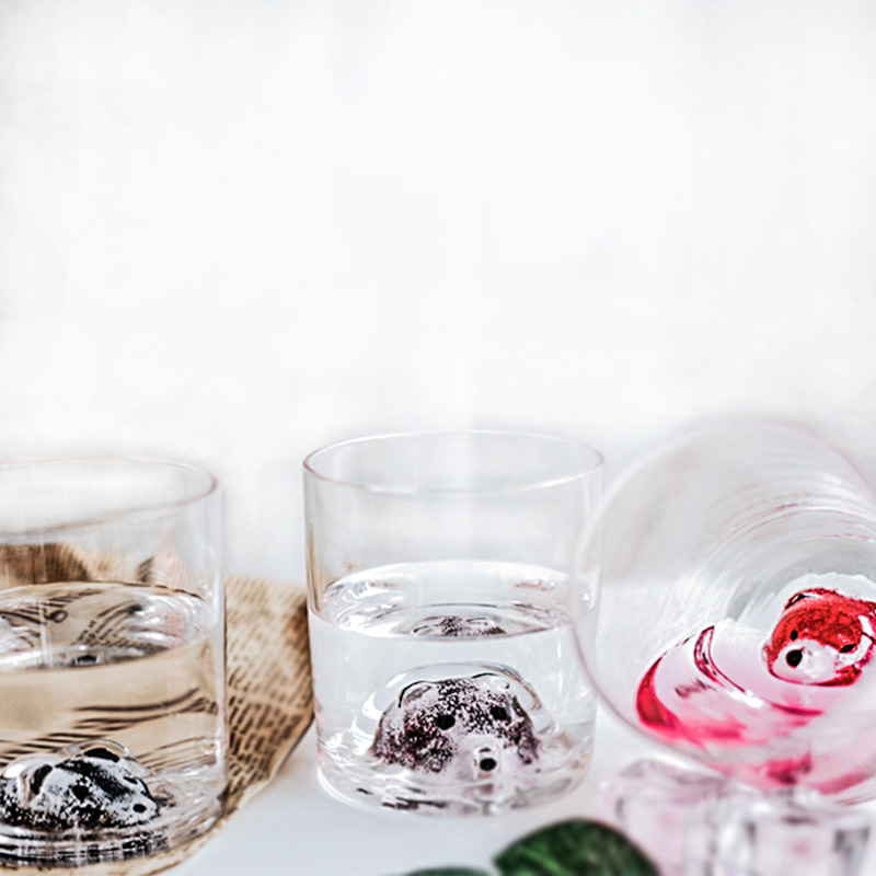 Creative Cute Animal Head Lead -free Transparent Thermostable Crystal Water Glass, large Capacity Domestic Beverage Mug