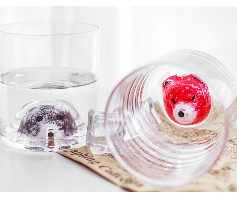 Creative Cute Animal Head Lead -free Transparent Thermostable Crystal Water Glass, large Capacity Domestic Beverage Mug