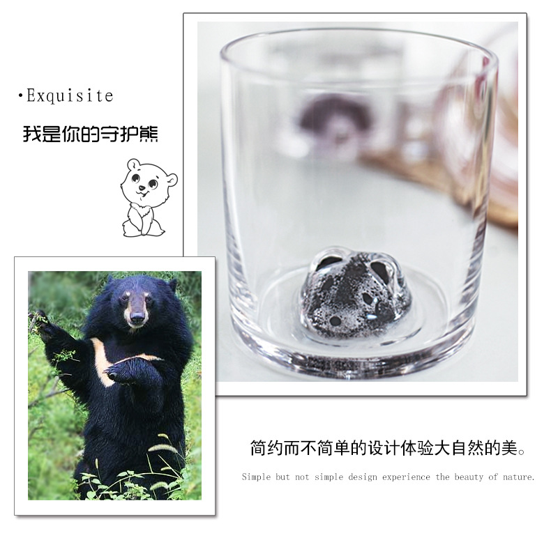 Creative Cute Animal Head Lead -free Transparent Thermostable Crystal Water Glass, large Capacity Domestic Beverage Mug