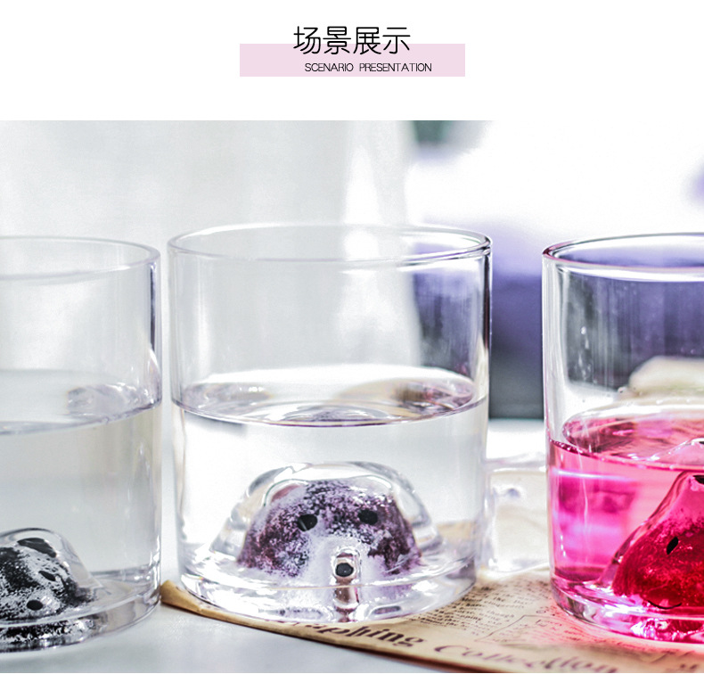 Creative Cute Animal Head Lead -free Transparent Thermostable Crystal Water Glass, large Capacity Domestic Beverage Mug