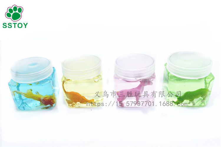 Sea animal and dinosaur forest square bottle transparent crystal jelly clay bubble clay school surrounding toys
