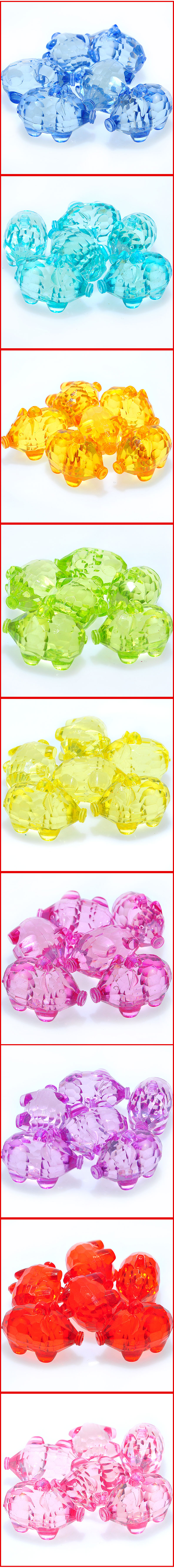 Acrylic beads transparent color imitation crystal animal big pig beaded pendant boys amusement park, grab the gem toys Acrylic beads transparent color imitation crystal animal big pig beaded pendant boys amusement park, grab the gem toys