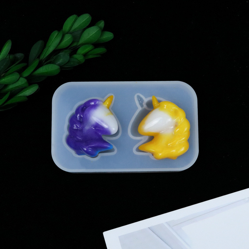 DIY Crystal Glue Mirror Two-Piece Unicorn Animal Silicone Mold Aromatherapy Gypsum Expansion Handmade Soft Ornaments