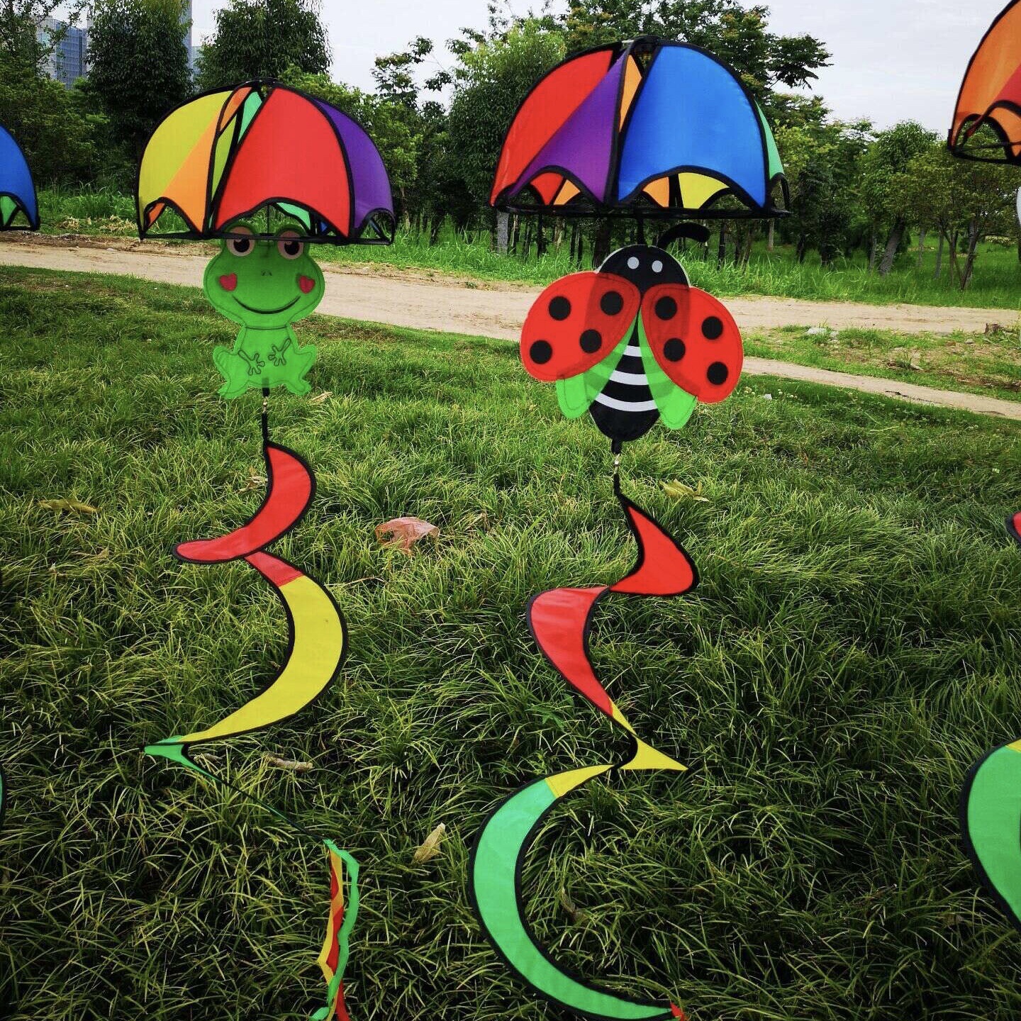 Animal with Umbrella Hanging Windmill Kindergarten Outdoor Cartoon Hanging Windmill Factory Direct Sales Quantity Discounts