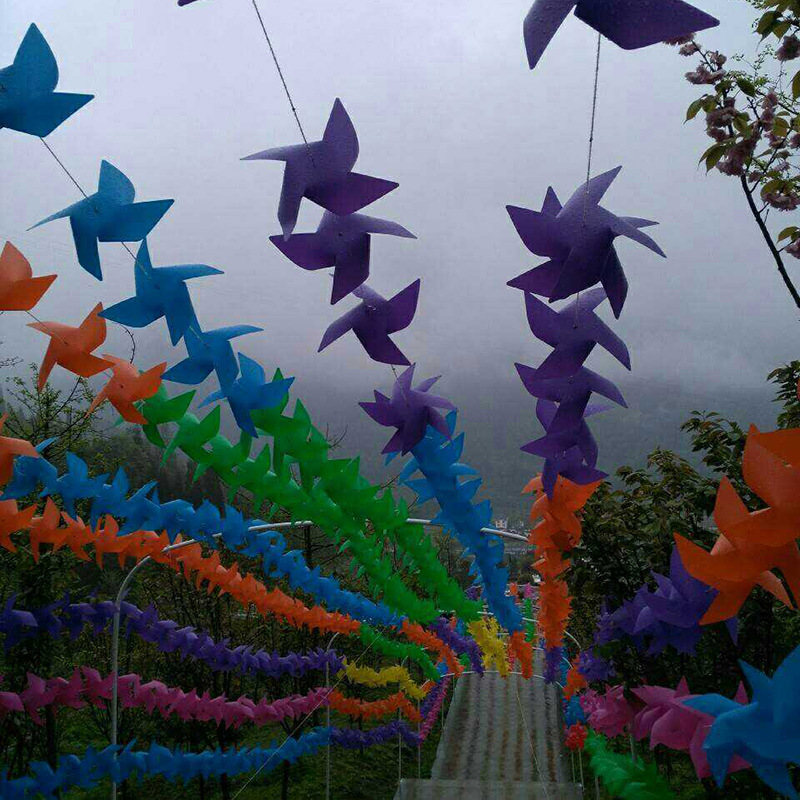 Colorful PVC windmill String outdoor decoration DIY chain windmill manufacturer Wholesale Custom Scenic Spot Kindergarten Advertising Wind
