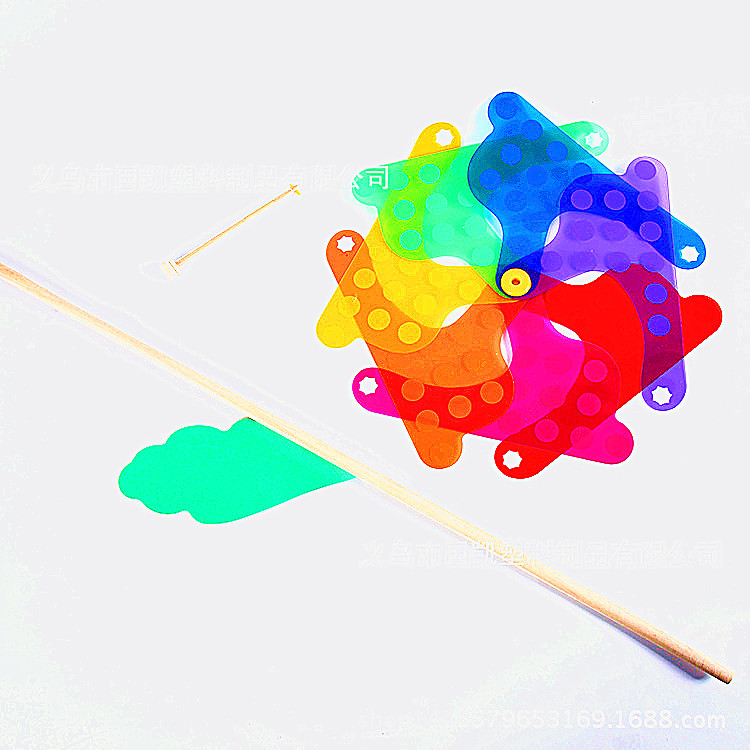 Manufacturers Direct 24cm plastic Polka Dots wooden Stick Windmill Layout creative decoration wholesale toys