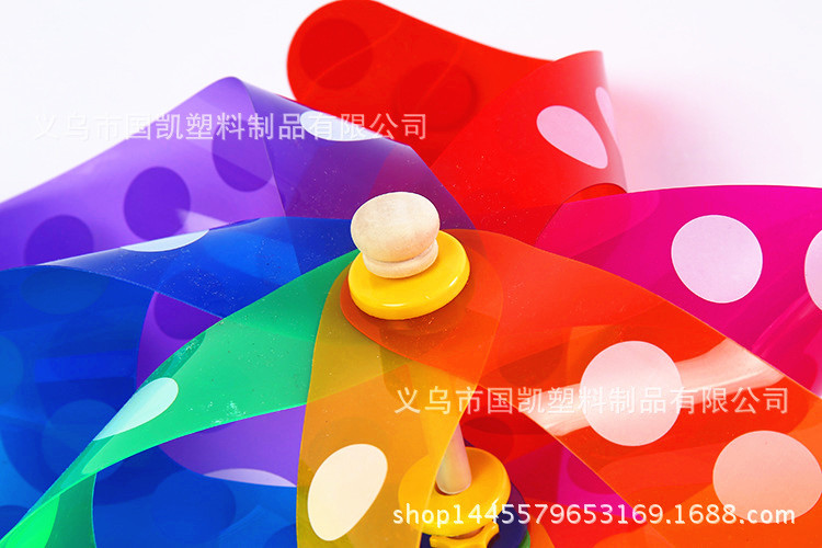 Manufacturers Direct 24cm plastic Polka Dots wooden Stick Windmill Layout creative decoration wholesale toys Manufacturers Direct 24cm plastic Polka Dots wooden Stick Windmill Layout creative decoration wholesale toys