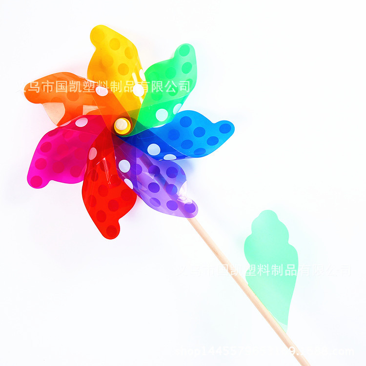 Manufacturers Direct 24cm plastic Polka Dots wooden Stick Windmill Layout creative decoration wholesale toys Manufacturers Direct 24cm plastic Polka Dots wooden Stick Windmill Layout creative decoration wholesale toys