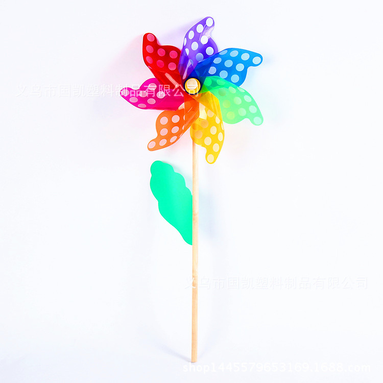 Manufacturers Direct 24cm plastic Polka Dots wooden Stick Windmill Layout creative decoration wholesale toys Manufacturers Direct 24cm plastic Polka Dots wooden Stick Windmill Layout creative decoration wholesale toys