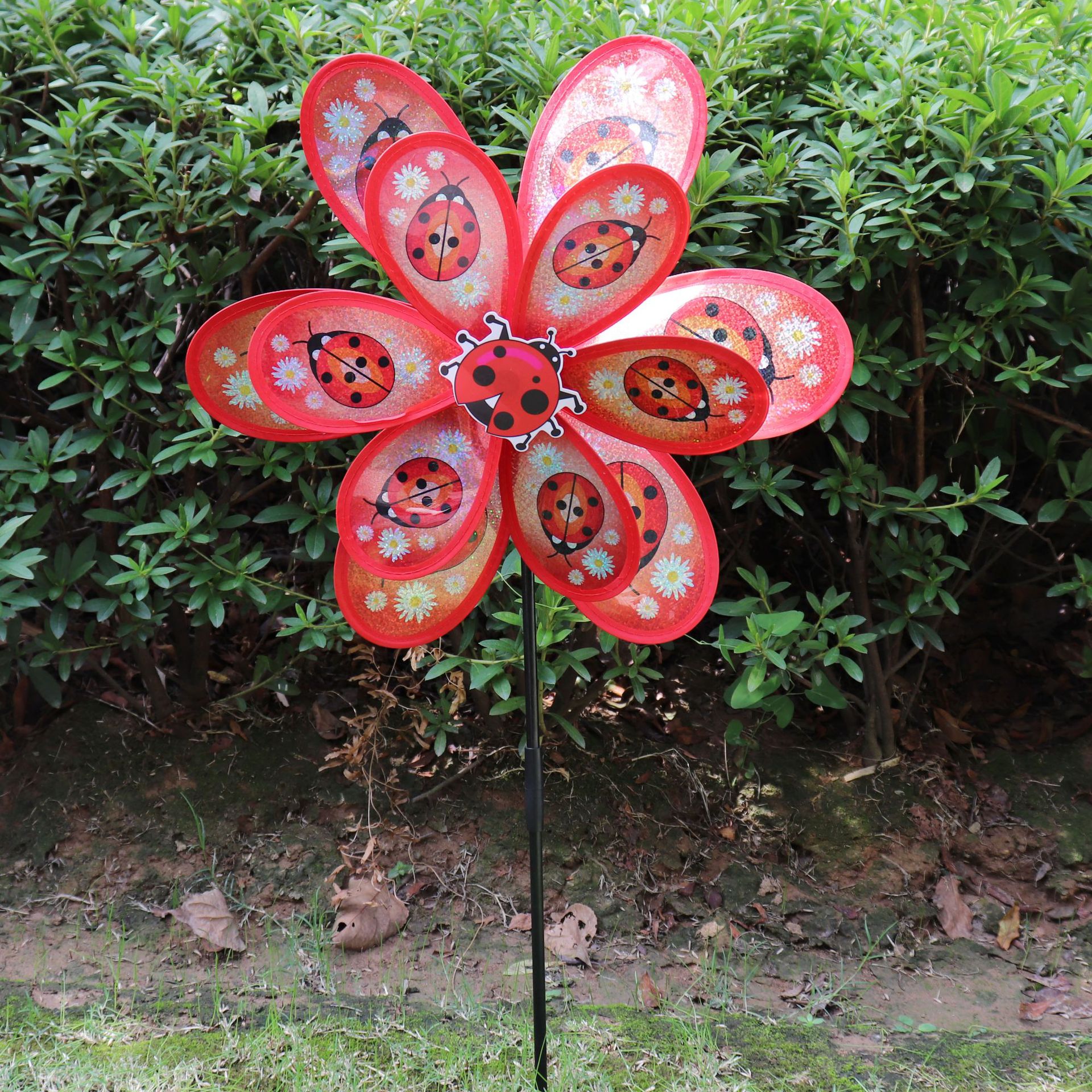 Double-Layer Sequined Butterfly Bee Big Windmill Black Stick Stall Hot Sale Colorful Children's Toy Park Scenic Spot Insert Double-Layer Sequined Butterfly Bee Big Windmill Black Stick Stall Hot Sale Colorful Children's Toy Park Scenic Spot Insert