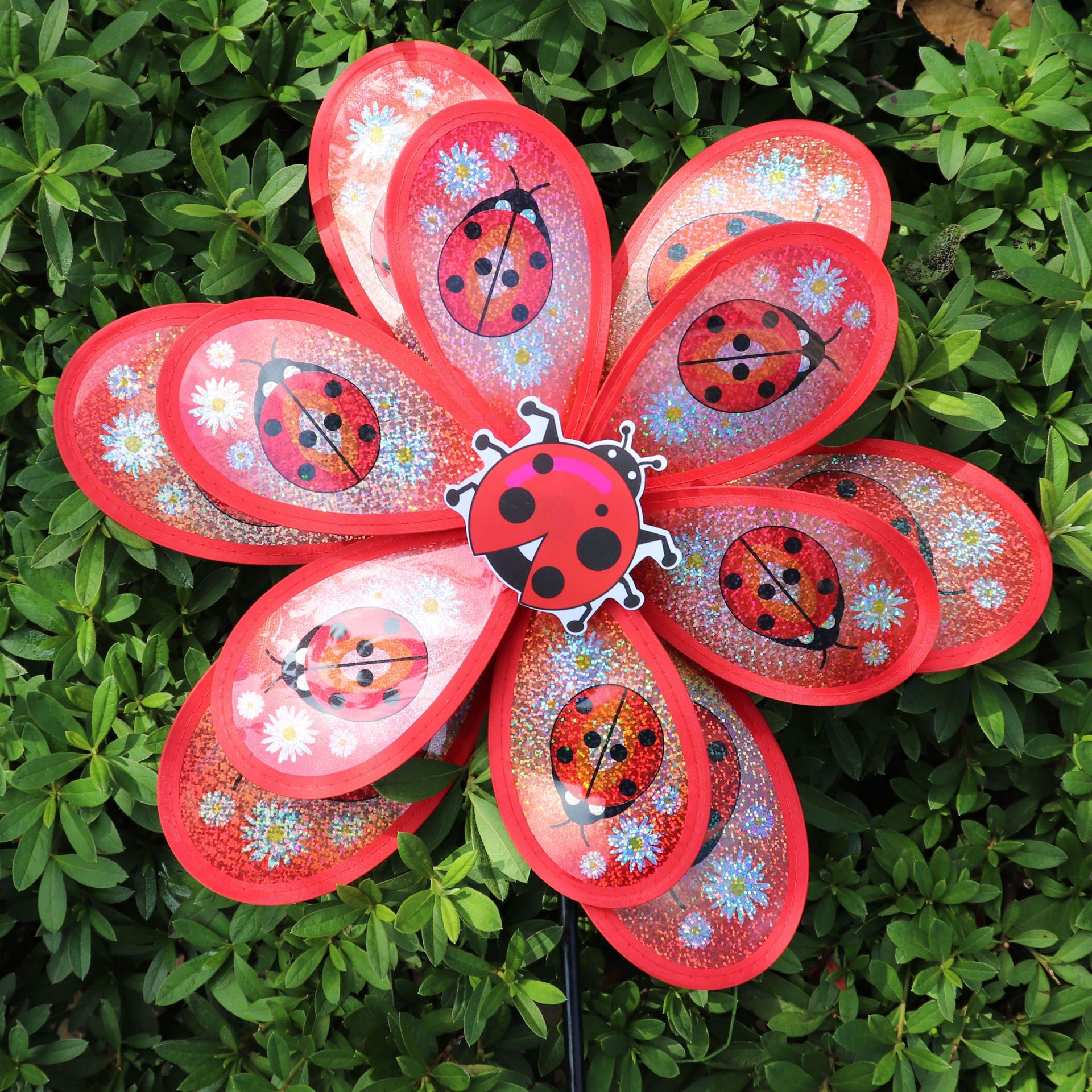 Double-Layer Sequined Butterfly Bee Big Windmill Black Stick Stall Hot Sale Colorful Children's Toy Park Scenic Spot Insert Double-Layer Sequined Butterfly Bee Big Windmill Black Stick Stall Hot Sale Colorful Children's Toy Park Scenic Spot Insert