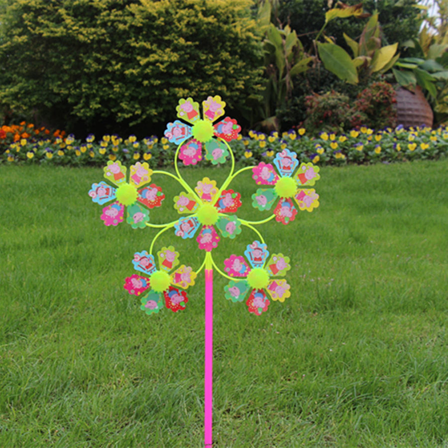 New Six Smiley Windmill Children's Creative Outdoor Traditional Nostalgic Cartoon Toy Windmill Stall Supply Wholesale