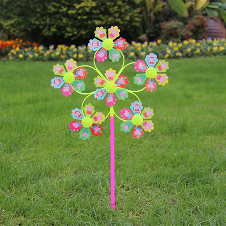 New Six Smiley Windmill Children's Creative Outdoor Traditional Nostalgic Cartoon Toy Windmill Stall Supply Wholesale