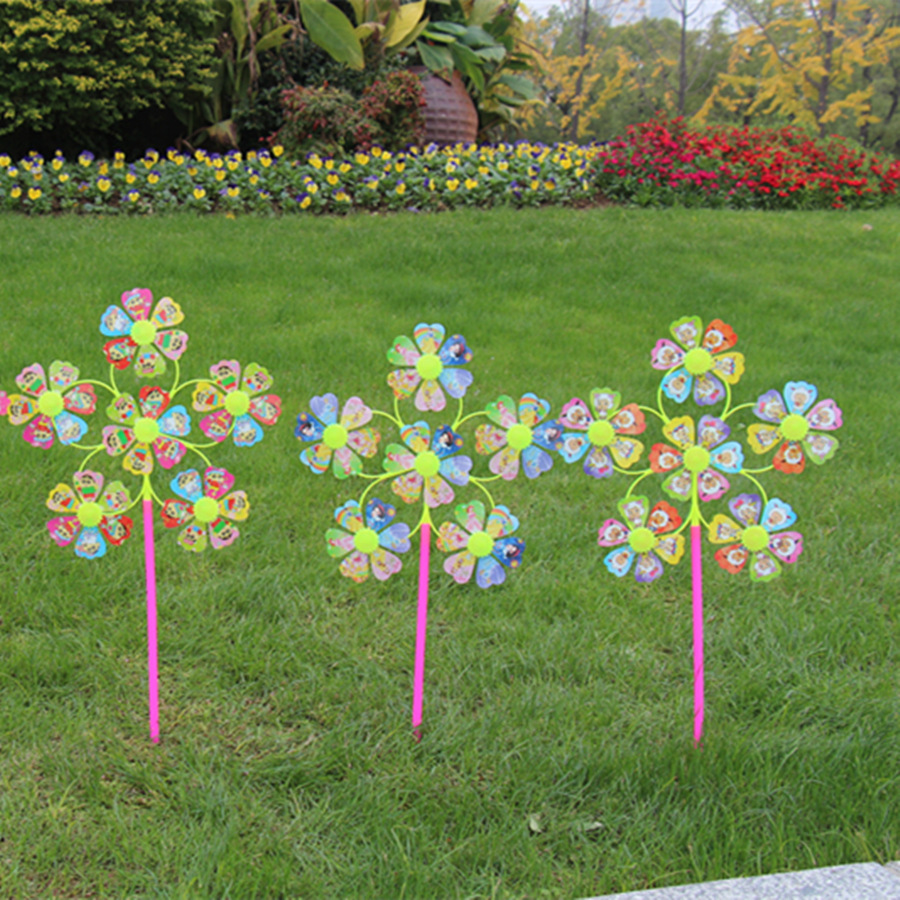 New Six Smiley Windmill Children's Creative Outdoor Traditional Nostalgic Cartoon Toy Windmill Stall Supply Wholesale