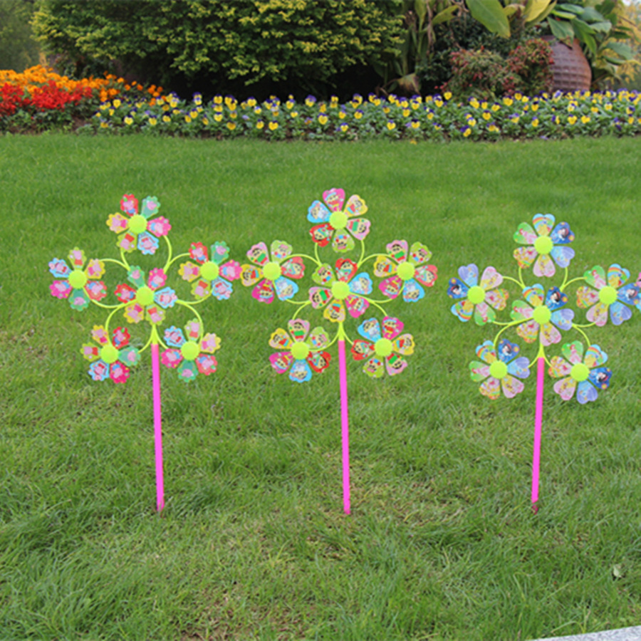 New Six Smiley Windmill Children's Creative Outdoor Traditional Nostalgic Cartoon Toy Windmill Stall Supply Wholesale