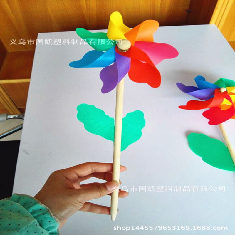 24cm colorful wooden stick windmill children's toy windmill photography outdoor advertising windmill manufacturers direct sales