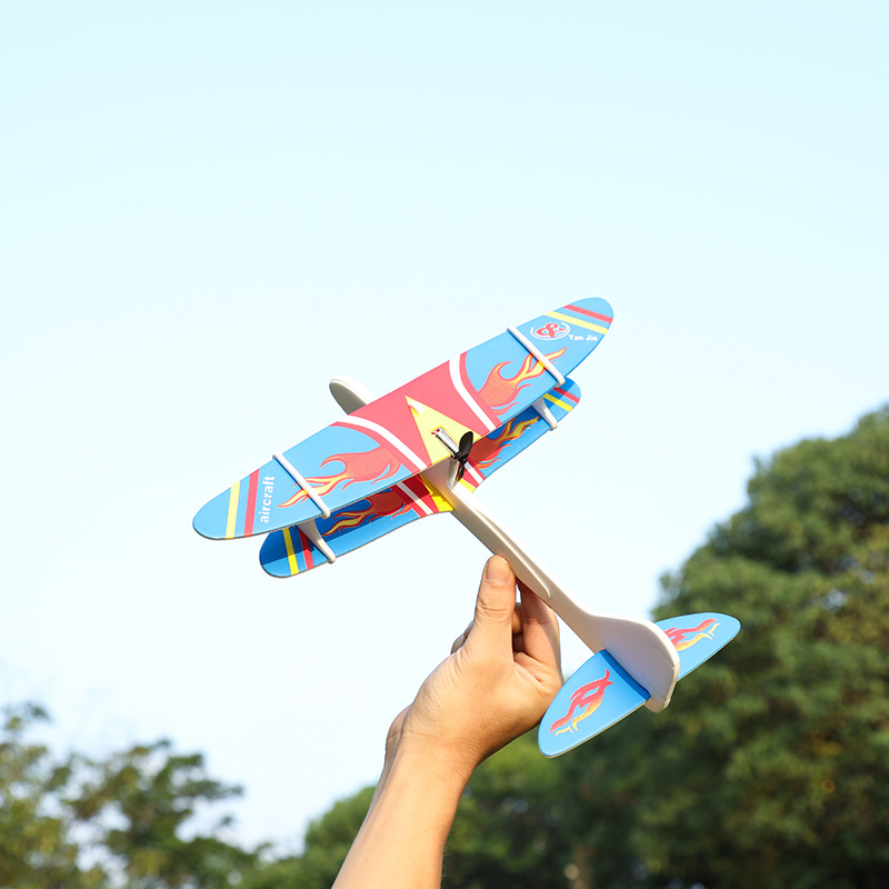 Electric Bubble Plane USB Rechargeable Hand Throw Double Wing Glider Outdoor Assembly Toy for Children Aviation Model