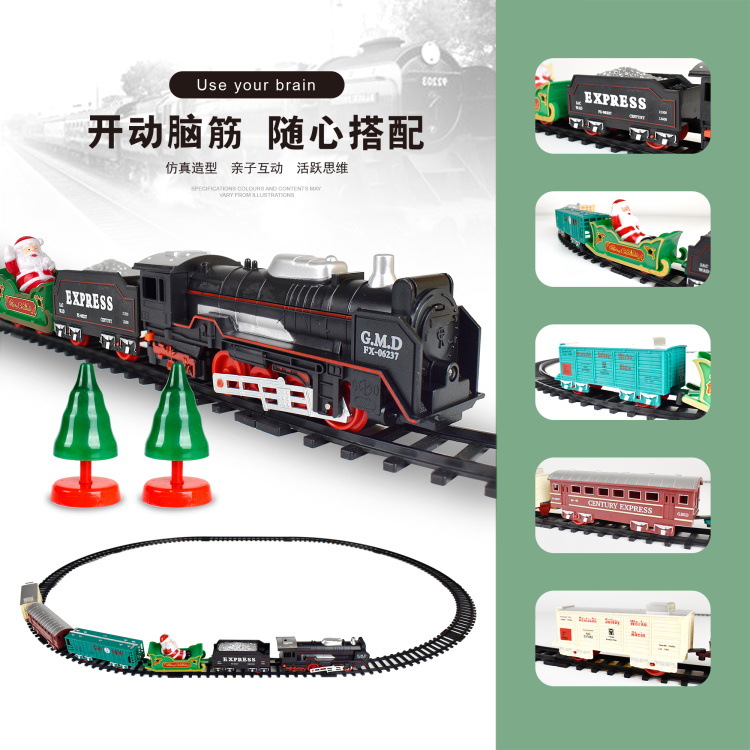 Train Toy Cross-Border Electric Simulation Track Retro Train Santa Claus Suits Children&#039;s Van Model Rail Treasure Toy